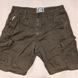 Fathers Cargo Shorts Olive Green Cotton Utility Pockets Mens Size 36 36x10