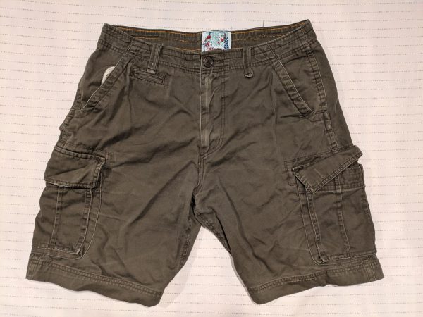 Fathers Cargo Shorts Olive Green Cotton Utility Pockets Mens Size 36 36x10