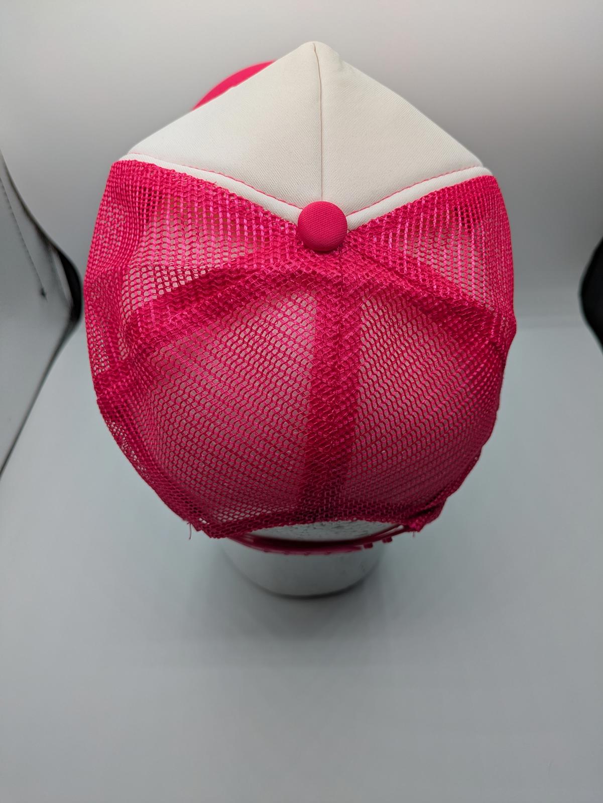 Smiley Face Baseball Hat Cap Glittery Sparkly Pink White OSFA Snapback Trucker - Image 4