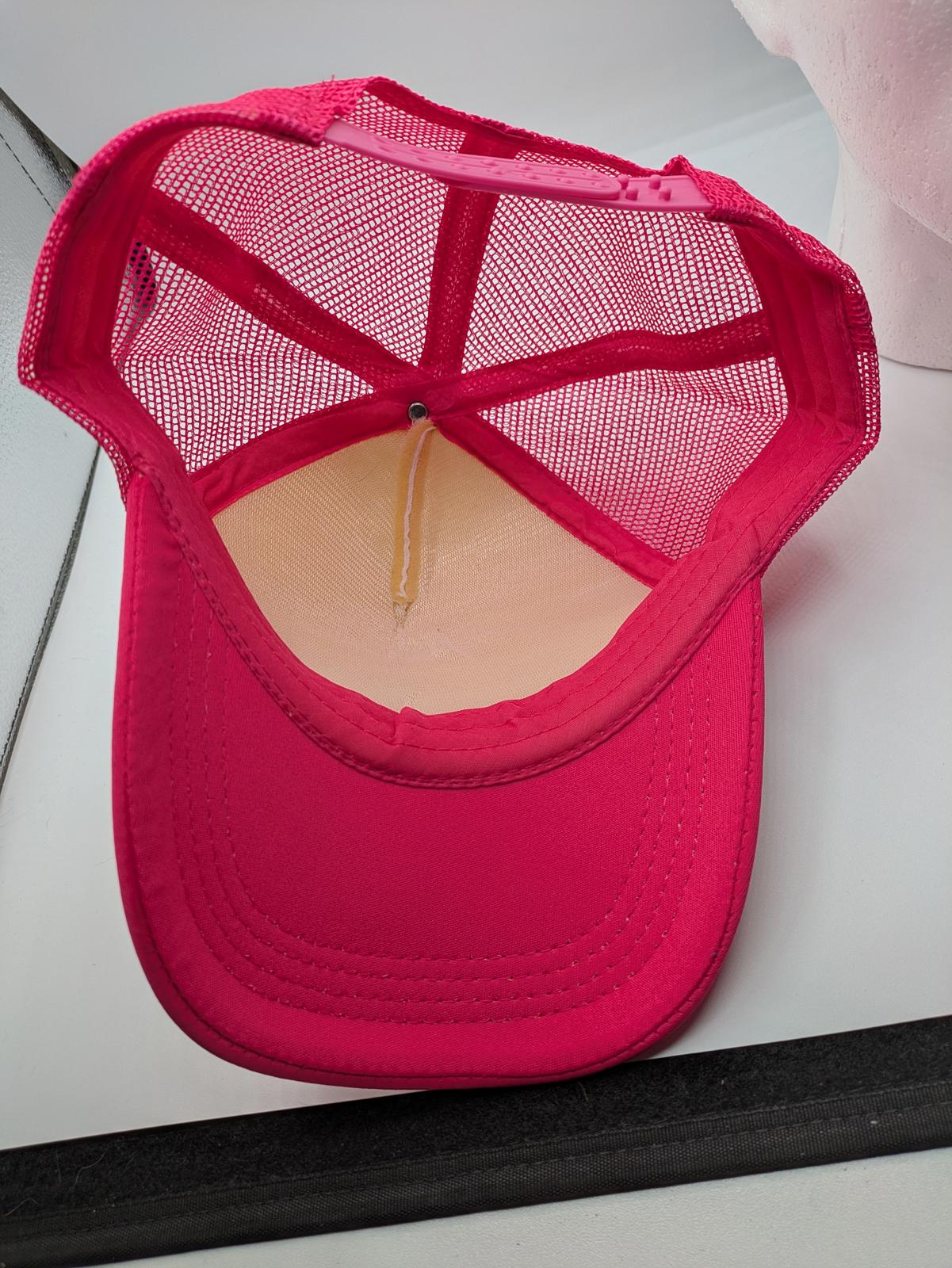 Smiley Face Baseball Hat Cap Glittery Sparkly Pink White OSFA Snapback Trucker - Image 6