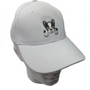 Puppy Paw Cap with Embroidery White French Bulldog Dog Strapback