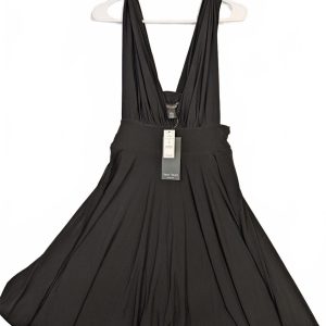 White House Black Market Convertible Black V-Neck Flowy Dress Womens 6