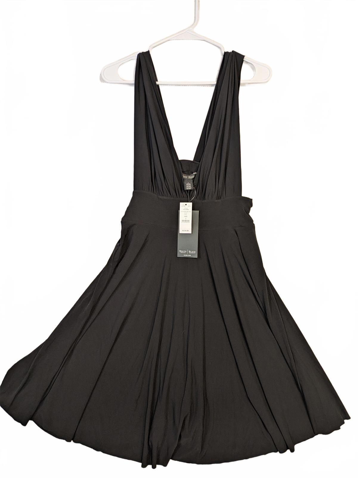 White House Black Market Convertible Black V-Neck Flowy Dress Womens 6
