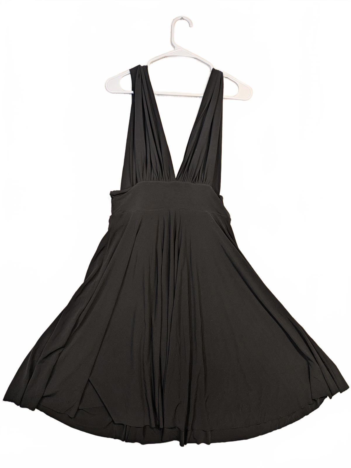 White House Black Market Convertible Black V-Neck Flowy Dress Womens 6 - Image 2