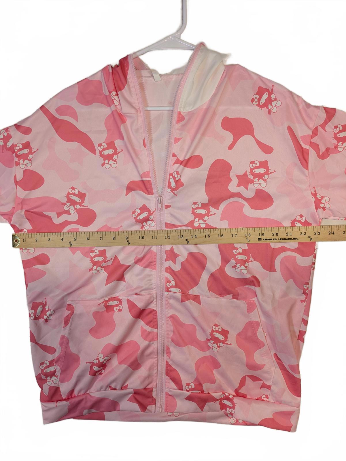 Hello Kitty Pink Camo Zip Hoodie Costume Hood Kawaii Anime Womens Large - Image 5