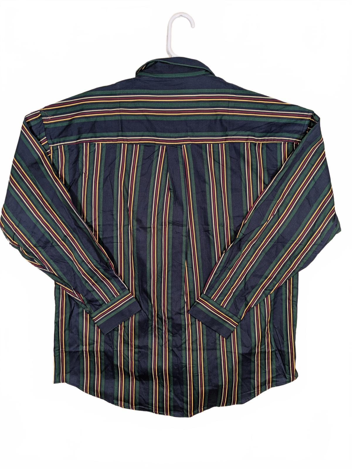 Tribute Striped Button Down Shirt Navy Green Red Cotton Long Sleeve Mens XL - Image 2