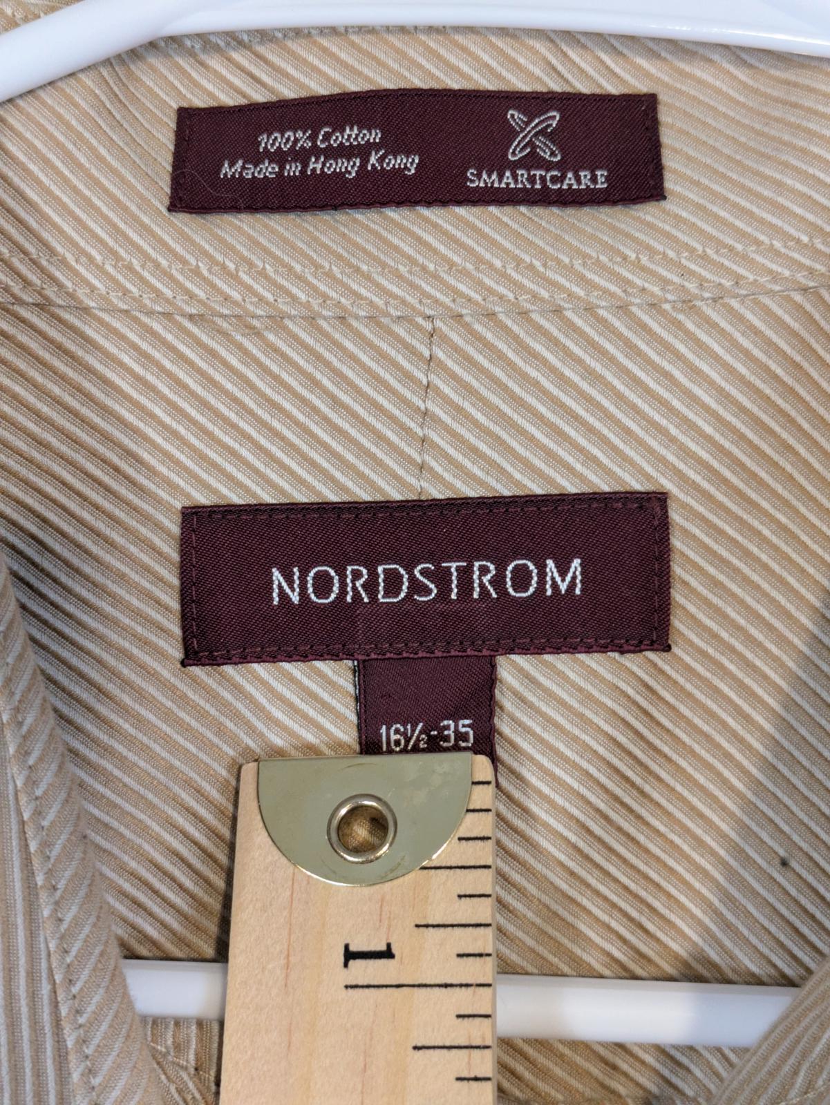 Nordstrom Smartcare Dress Shirt Micro Stripe Long Button Up Mens 16.5 35 XL - Image 3