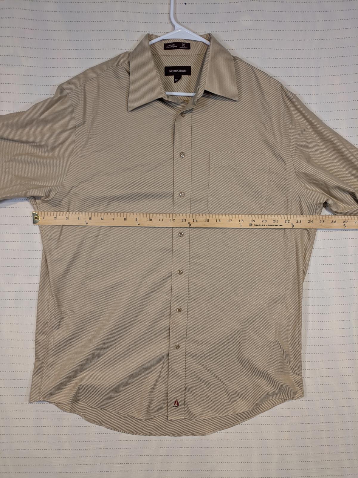 Nordstrom Smartcare Dress Shirt Micro Stripe Long Button Up Mens 16.5 35 XL - Image 5