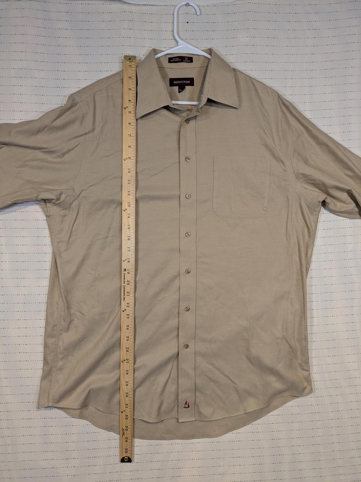 Nordstrom Smartcare Dress Shirt Micro Stripe Long Button Up Mens 16.5 35 XL - Image 6