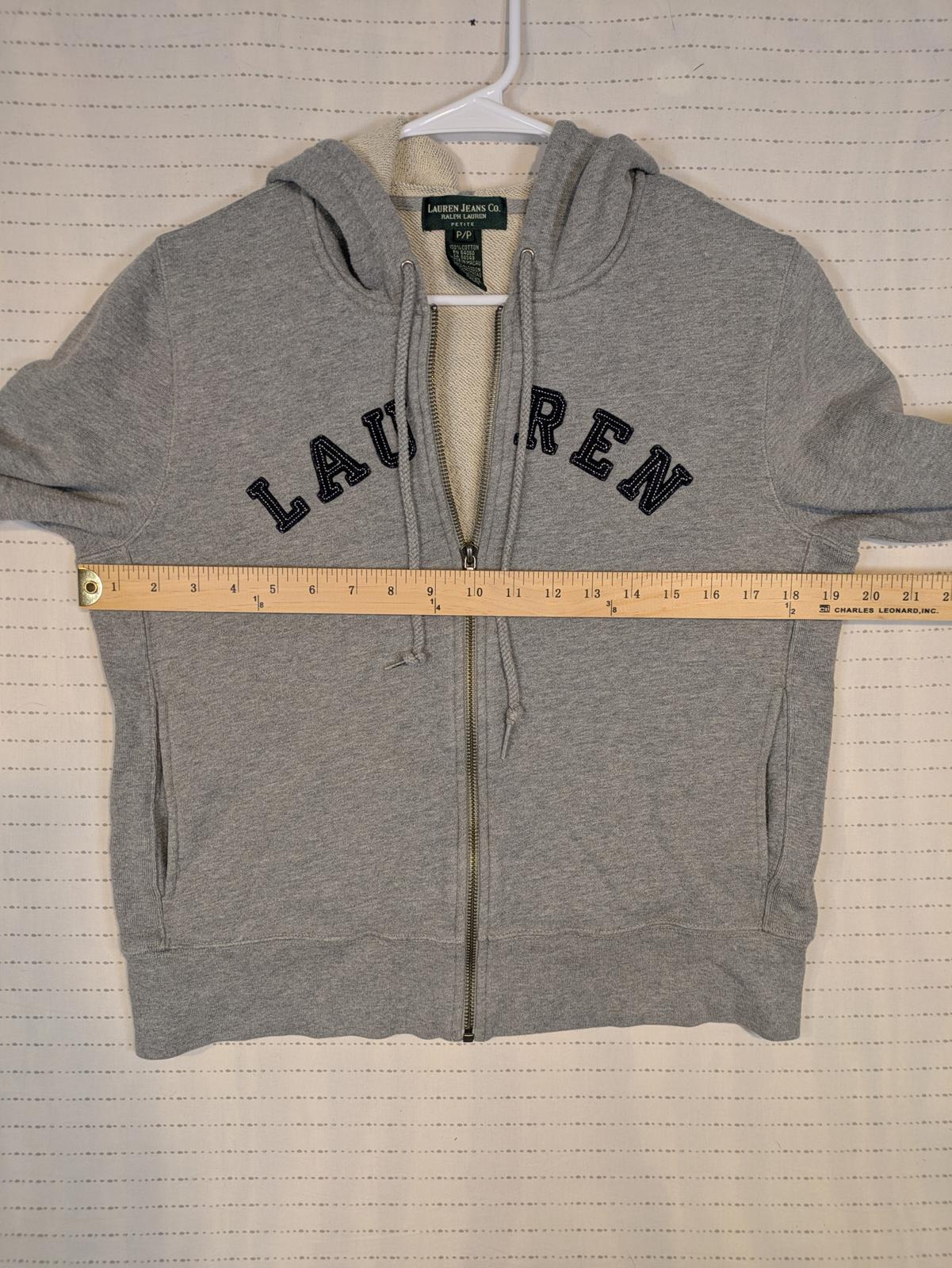 Lauren Jeans Co Full Zip Hoodie Sweatshirt Logo Graphic Womens Petite P/P - Image 3