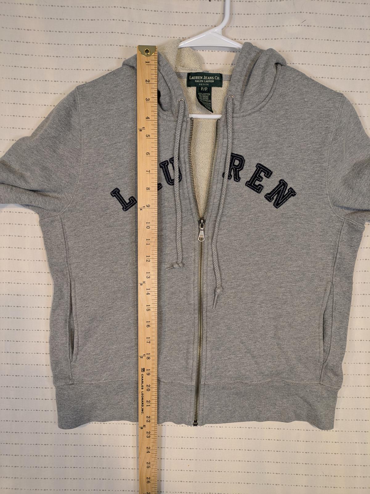 Lauren Jeans Co Full Zip Hoodie Sweatshirt Logo Graphic Womens Petite P/P - Image 4