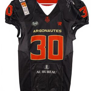 Argonautes Football Jersey #30 Okazado Haynes Black Red Mens Medium
