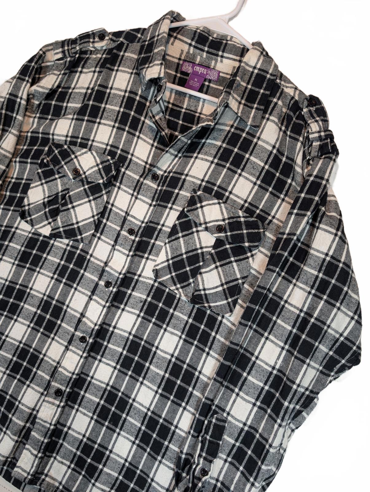 Empra Plaid Flannel Shirt Button Up Pocket Casual Skate Mens XL Cotton