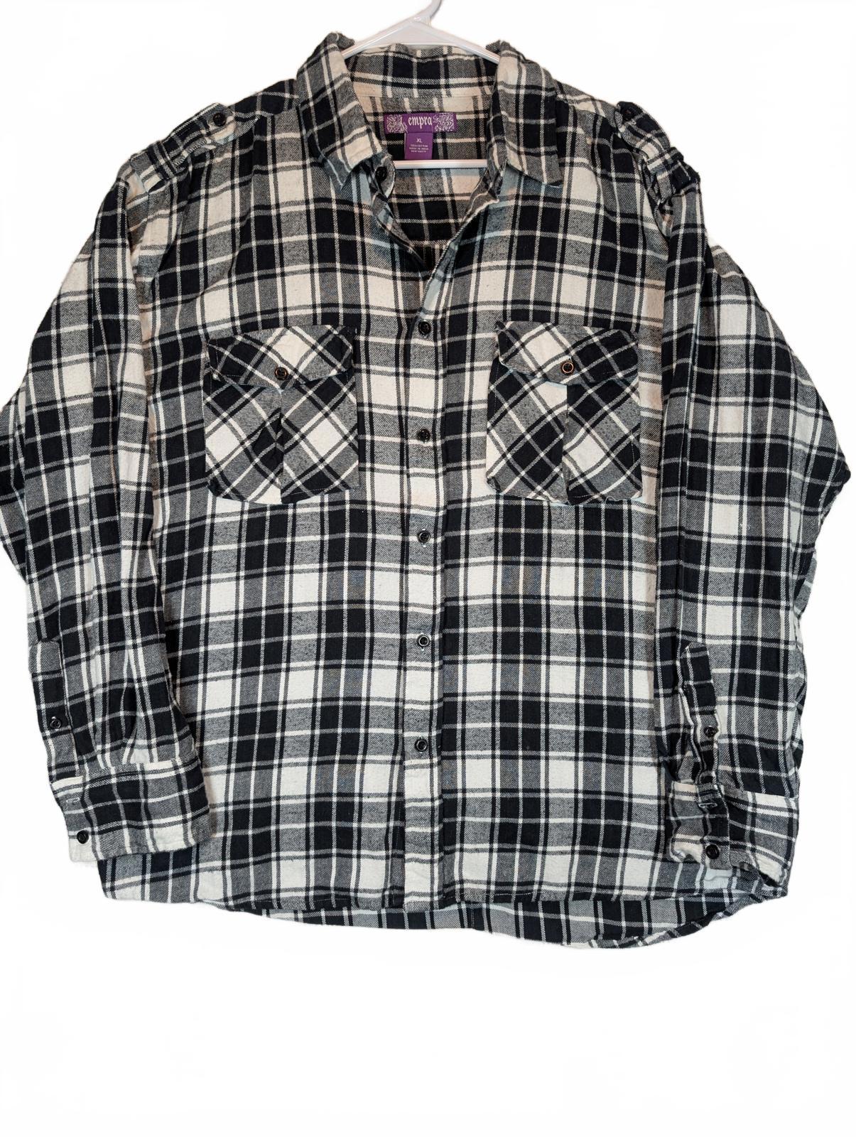 Empra Plaid Flannel Shirt Button Up Pocket Casual Skate Mens XL Cotton - Image 2