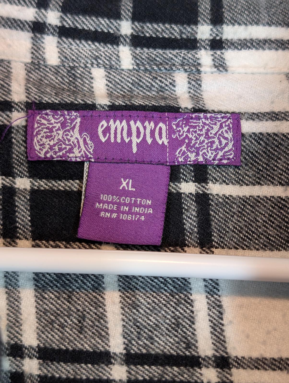 Empra Plaid Flannel Shirt Button Up Pocket Casual Skate Mens XL Cotton - Image 4