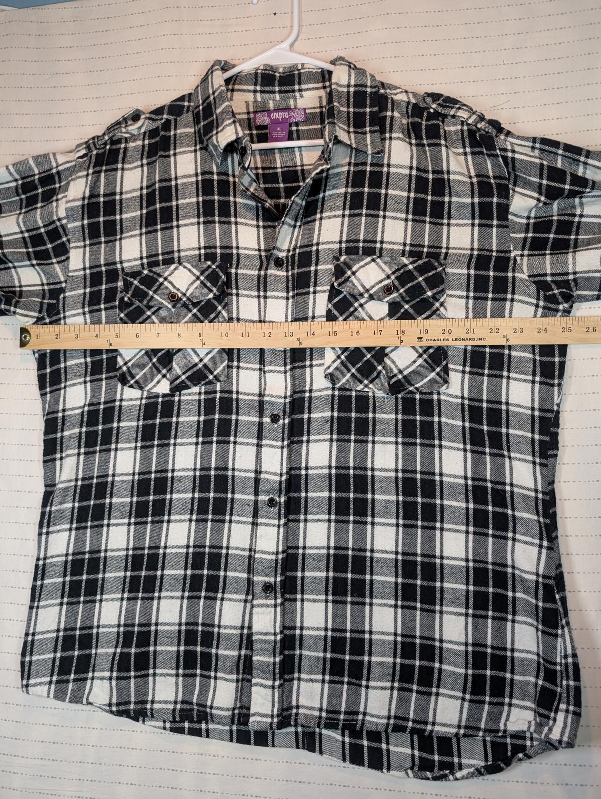 Empra Plaid Flannel Shirt Button Up Pocket Casual Skate Mens XL Cotton - Image 5
