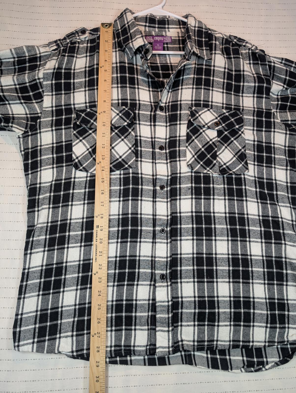 Empra Plaid Flannel Shirt Button Up Pocket Casual Skate Mens XL Cotton - Image 6