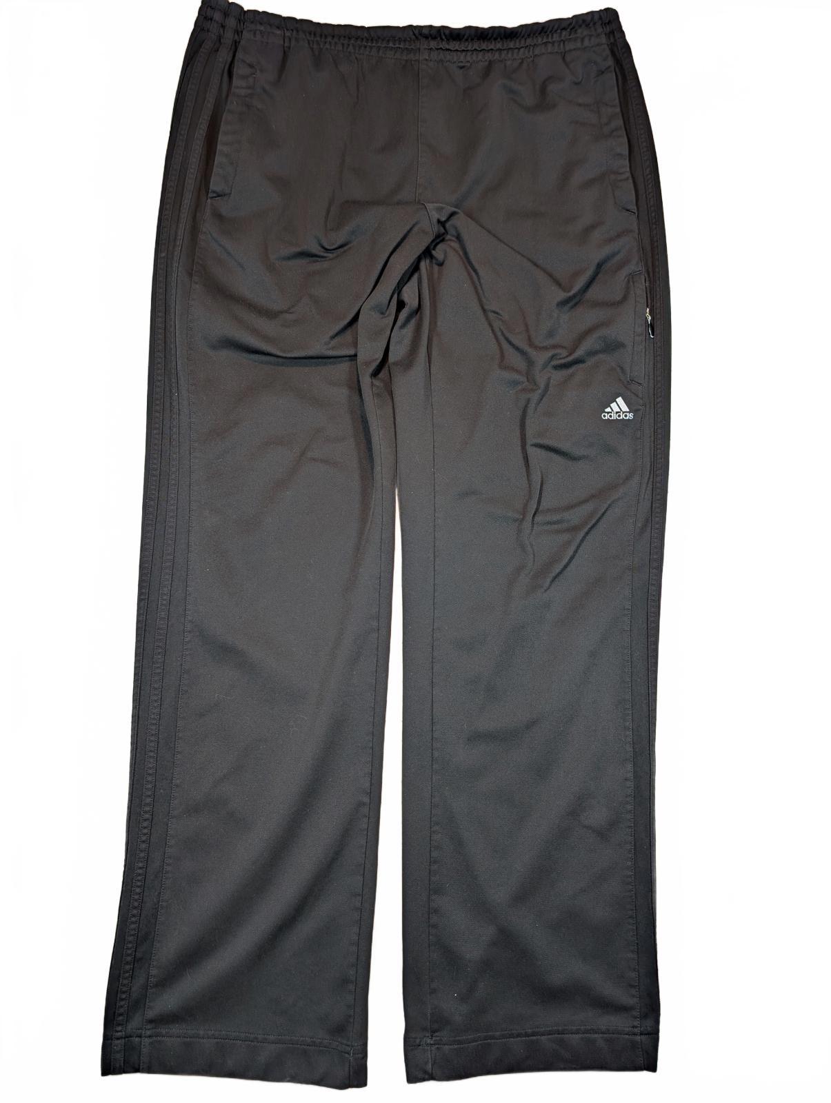 Adidas Track Pants Athletic Jogger Zip Pocket 3 Stripe Black Mens XL 38x32