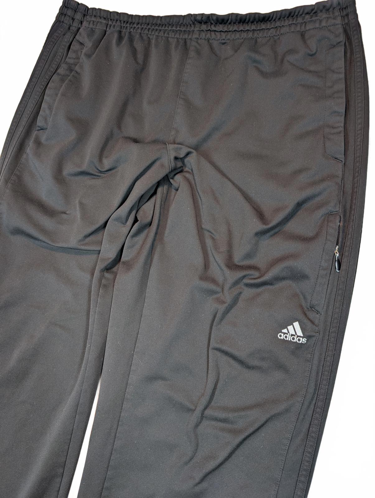Adidas Track Pants Athletic Jogger Zip Pocket 3 Stripe Black Mens XL 38x32 - Image 3