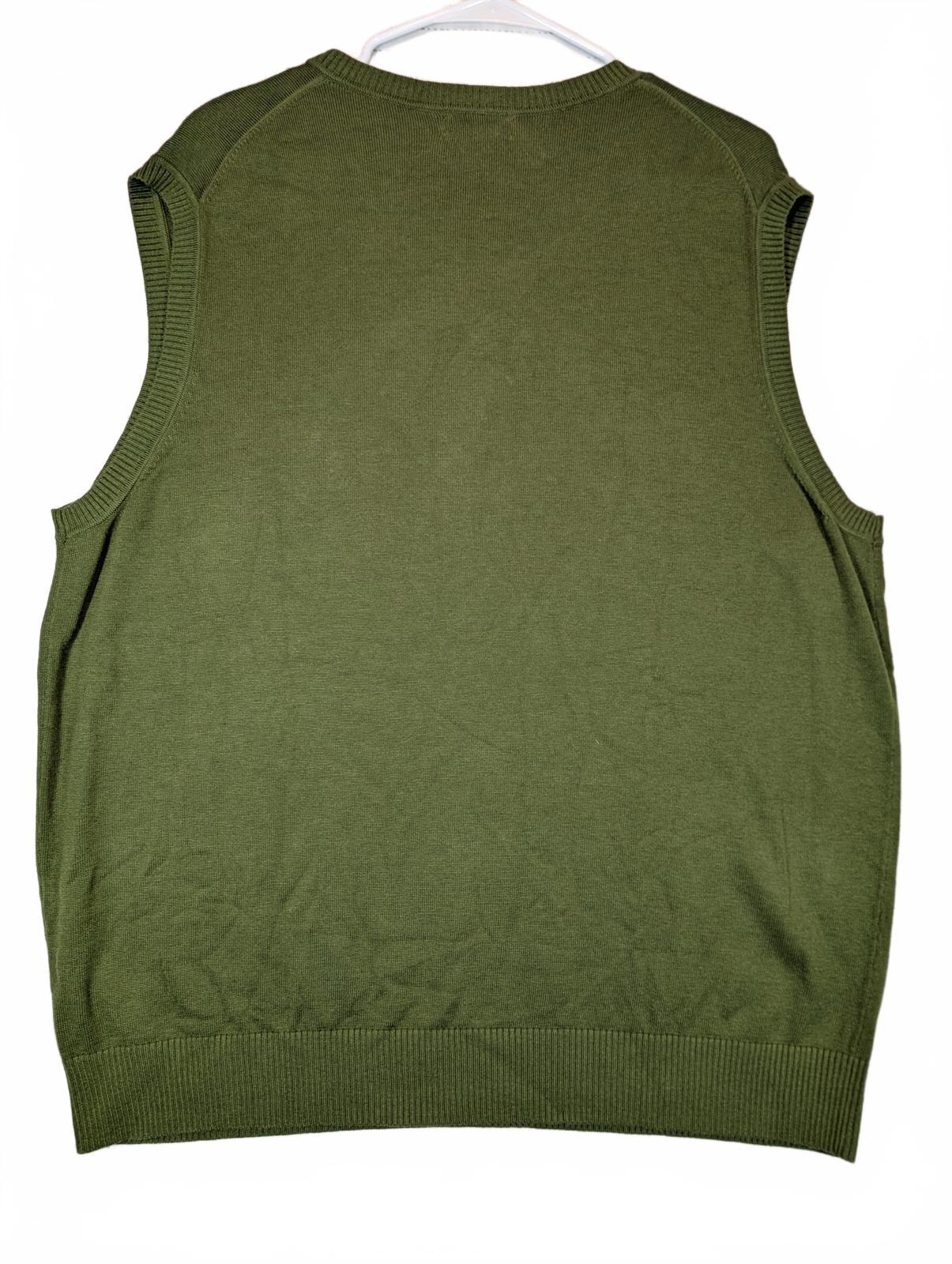 Lands End Sweater Vest V Neck Knit Pullover Casual Mens XL Green Cotton NWT - Image 3