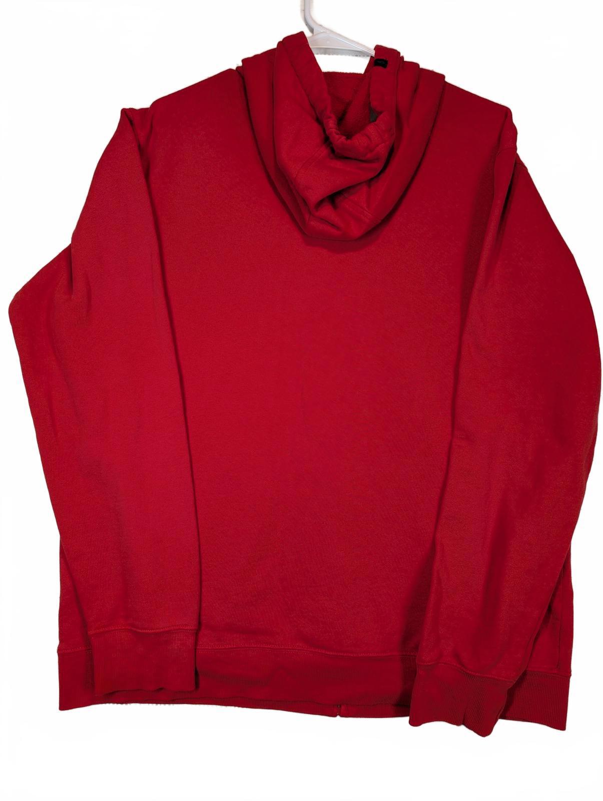 Quiksilver Full Zip Hoodie Red Logo Fleece Sweatshirt Mens XL - Image 3