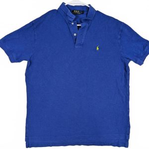 Polo Ralph Lauren Short Sleeve Polo Shirt Solid Blue Cotton Mens Large