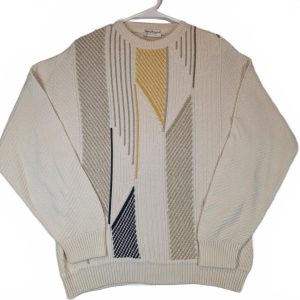 Norm Thompson Geometric Knit Sweater Crewneck Textured Mens Large Italy