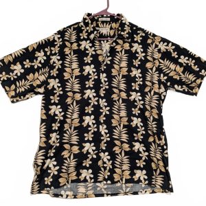 Pierre Cardin Stylish Hawaiian Floral Short Sleeve Shirt Size Large 100% Cotton