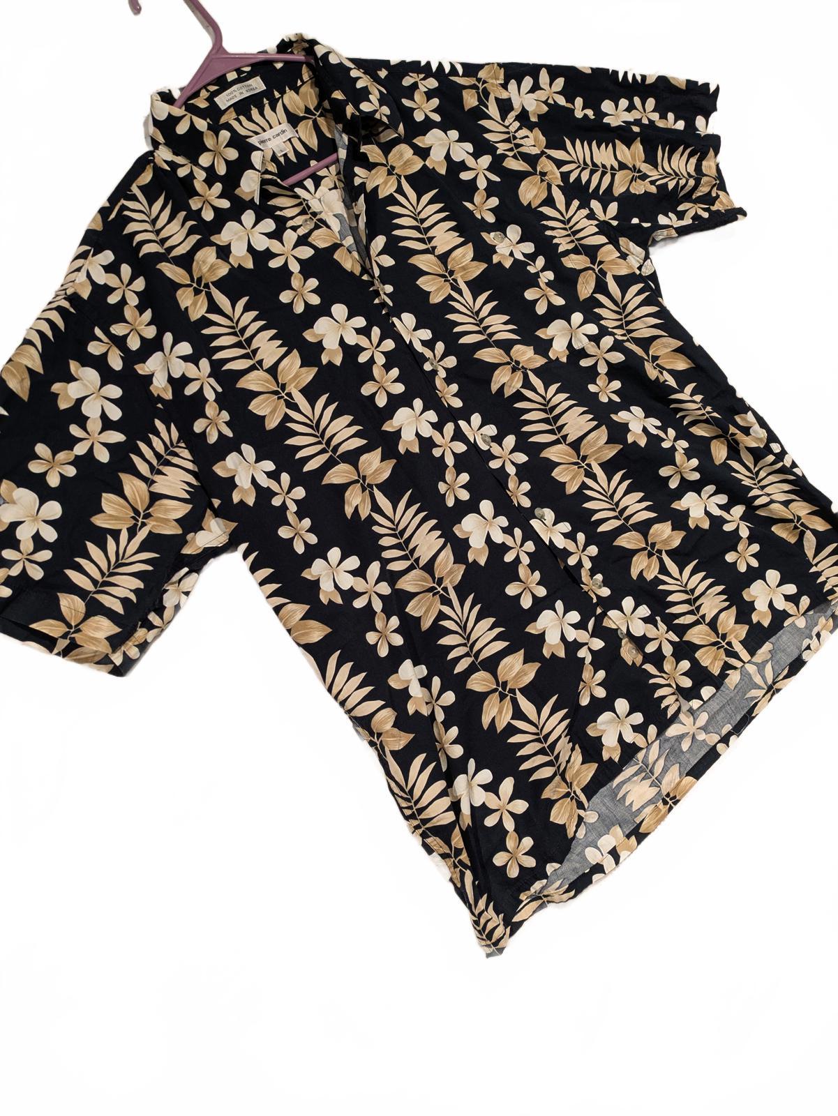 Pierre Cardin Stylish Hawaiian Floral Short Sleeve Shirt Size Large 100% Cotton - Image 3