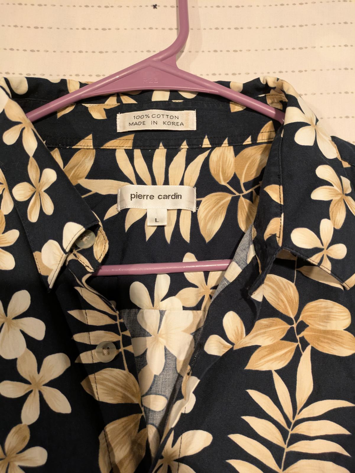 Pierre Cardin Stylish Hawaiian Floral Short Sleeve Shirt Size Large 100% Cotton - Image 9