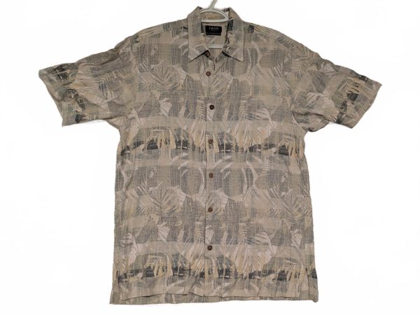 Izod Washable Silk Golf Polo Men’s Medium Tropical Button-Up Shirt
