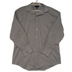 Alfani Dress Shirt Geometric Print Long Sleeve Shirt Regular Fit Medium 15 32-33