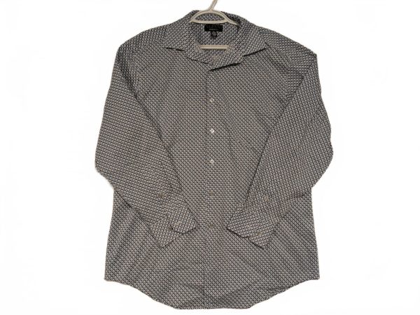 Alfani Dress Shirt Geometric Print Long Sleeve Shirt Regular Fit Medium 15 32-33