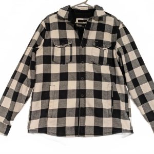 Hurley Black and White Checkered Heavy Flannel Long Sleeve Mens Large