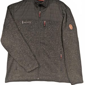 Free Country Zip Up Knit Hybrid Jacket Quilted Chest Mens XL Charcoal Gray