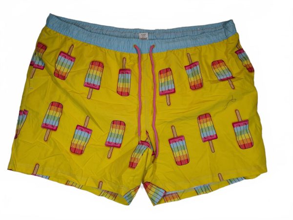 Celebrate Pride Popsicle Print Swim Trunks Drawstring Mesh Lined Mens 3XL 48-50