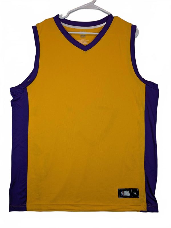 NBA TX3 Lakers Blank Cool Sleeveless Basketball Jersey Tank Men XL Yellow Purple
