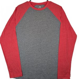 Fanatics Raglan Baseball Tri Blend Gray Red Long Sleeve Crewneck Mens Large