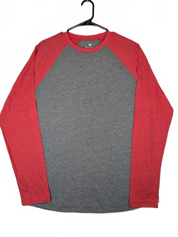 Fanatics Raglan Baseball Tri Blend Gray Red Long Sleeve Crewneck Mens Large
