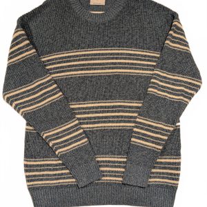 Old Navy Blue White Striped Knit Sweater Crewneck Pullover Mens Large