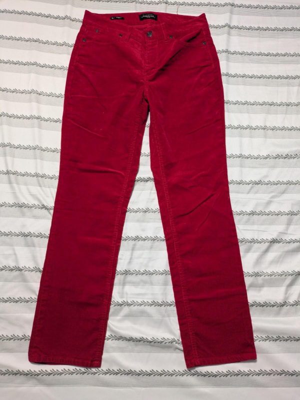Talbots Flawless Five-Pocket Slim Ankle Frayed Hem Corduroy Pink Pants Size 14P