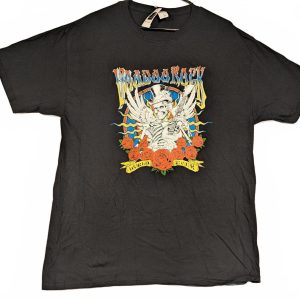 Voodoo Rock World Tour Cotton Graphic Tee Skeleton Roses Men Large Black Shirt
