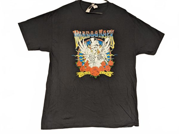 Voodoo Rock World Tour Cotton Graphic Tee Skeleton Roses Men Large Black Shirt