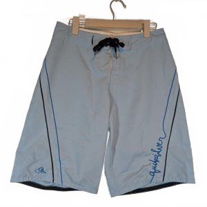 Quiksilver Board Shorts Swim Trunks Surf Logo Drawstring Blue Beach Mens Size 28