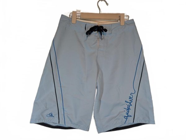 Quiksilver Board Shorts Swim Trunks Surf Logo Drawstring Blue Beach Mens Size 28