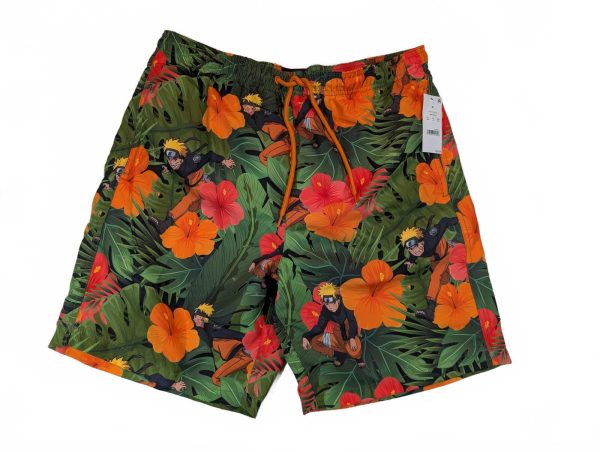 Naruto Anime Tropical Graphic Swim Trunks Board Shorts NWT Mens Size Medium