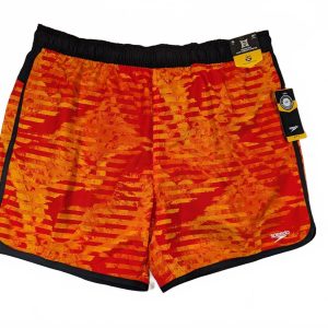 Speedo Eco Comfort Stretch Orange Printed Swim Trunks Board Shorts Mens Size XL