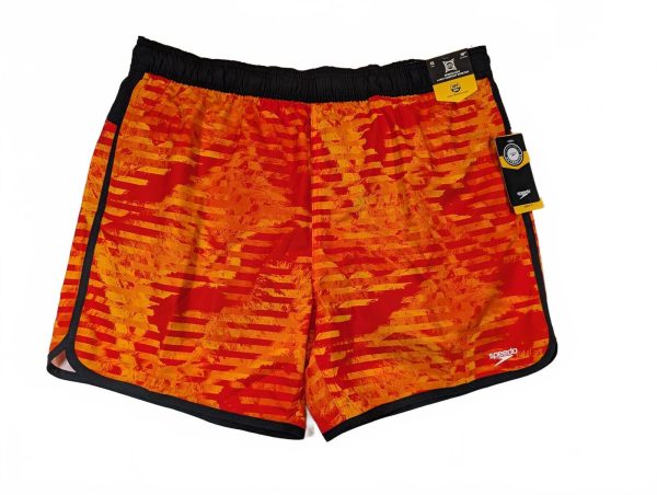 Speedo Eco Comfort Stretch Orange Printed Swim Trunks Board Shorts Mens Size XL