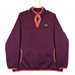 L.L.Bean Airlight Knit Quilted Snap Neck Pullover Sweatshirt Womens L Reg