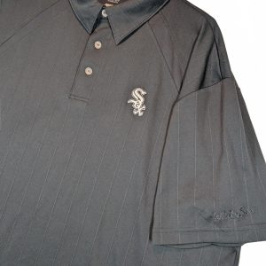 MLB Chicago White Sox Pinstripe Golf Polo Shirt Mens 2XL Black